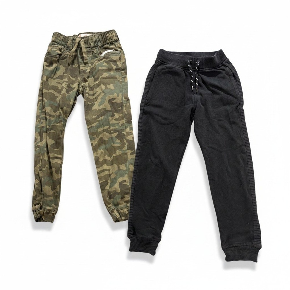 Levis Members Mark Boys 7 Green Black Camo Jogger Pants Lot 2pc Vintage Casual
